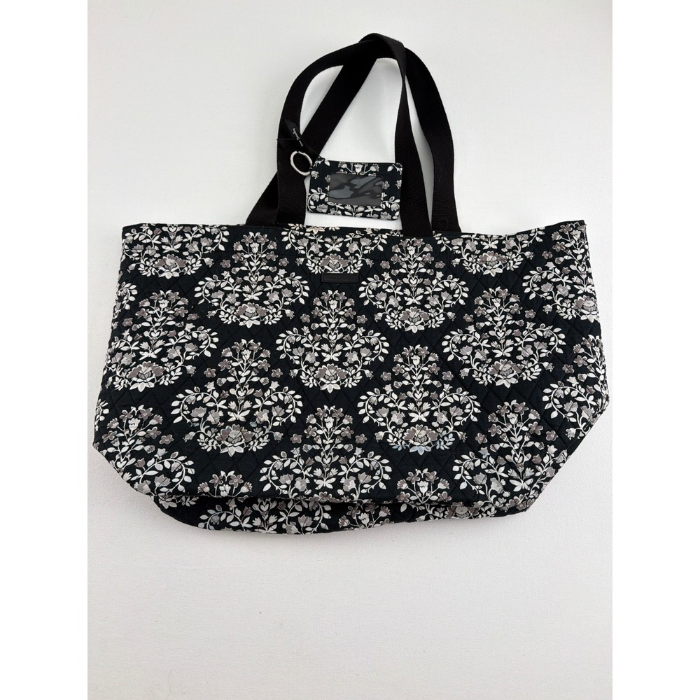 Vera Bradley Large Tote + ID Wallet Black Chandelier Noir Quilted Floral Boho